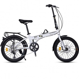 LLF vélo Vélos pliants, Vélo Pliante Vélo De 20 Pouces Légère Mini Compact Ville avec Système De Dérailleur 7 Vitesses Et Vélo Pliable Réglable en Acier Au Carbone Élevé (Color : White, Size : 20in)