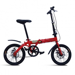 LLF vélo Vélos pliants, Vélos Pliants, Bicyclette Compact Commuter Urban, 7 Vitesse Pliable Bike Poids Léger for Hommes Femmes, 20in Suspension Vélo Pliante (Color : Red, Size : 16in)