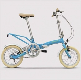 SLONG08 vélo Vélos à vélos pliants, 14 Pouces Adultes Femmes monovitesse Pliable vélo, Portable léger Super Compact Urbain de Banlieue vélo, vélo Pliant Blanc SLONGS (Color : Blue)