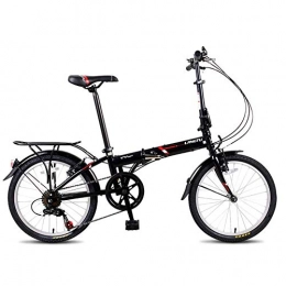 WCY Vélos pliant WCY Adultes, vélos pliants 20" 7 Speed ​​Portable léger Pliable Vélo, en Acier au Carbone Urbain de Banlieue vélo avec arrière Rack Carry yqaae (Color : Black)