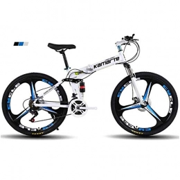 WLKQ Vélo 24 Pouces Repliable pour vélo, Nouveau vélo de Montagne 2019 Pliant Absorption des Chocs Haute résistance et 21 Vitesses,Blanc