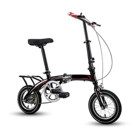 XBSXP vélo XBSXP Vélo Pliant de 12 Pouces / 14 Pouces, vélo Ultra-léger pour Enfants, vélo de Montagne à Absorption des Chocs, vélos à Une Vitesse, Alliage d'aluminium Facile à Plier (Couleur: Noir