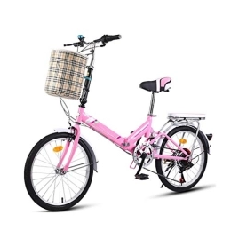 XBSXP vélo XBSXP Vélo Pliant de Ville de 20 Pouces à 7 Vitesses, Mini vélo Compact pour Femmes, vélo Pliant de Ville, Double Frein, sièges de vélo pour Le Confort ， avec Cadre arrière et Cloche, pa