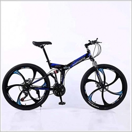 XER vélo XER VTT pliable - Double levage, 27 vitesses, 26 pouces, 6 hauts-carbone, freins à disque - Bleu - 24 vitesses