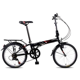 Xiaoyue vélo Xiaoyue Adultes, vélos pliants 20" 7 Speed ​​Portable léger Pliable Vélo, en Acier au Carbone Urbain de Banlieue vélo avec Porte arrière Carry, Noir lalay (Color : Black)
