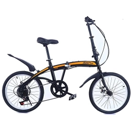 YHX Vélo Pliant de 20 Pouces avec Tige à 7 Vitesses et réglable, Cadre en Aluminium léger, Roadmountain Bike City Vaiable Speed Pliable Bicycle,Noir