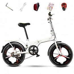 YRYBZ Vélos pliant YRYBZ Pliable Vélo de Montagne - 6 Vitesses Unisexe Bicyclette pour Adulte - 20 Pouces Pliant VTT - Vélo d'extérieur pour Homme et Femme / Blanc