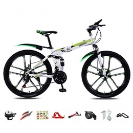 YRYBZ vélo YRYBZ VTT 26'' Pliant Vélo pour Adulte - 30-Vitesses - Pliable Bicyclette de Montagne - Double Freins a DisqueFreins - Bike pour Homme et Femme / Vert / B Wheel