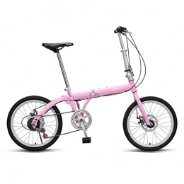 YSHCA vélo YSHCA6 Vitesses Pliable vélos, avec Siège Réglables 20 Pouces Vélo Pliant Cadre en Acier au Carbone Vélo de Ville Pliant, Pink