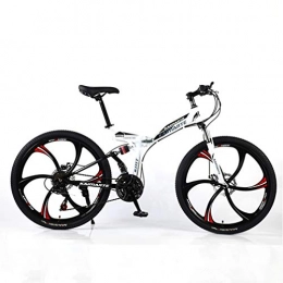 YUKM Vélos pliant YUKM Six-Roues Spoke Portable Pliable vélo Cross-Country est adapté pour Les Hommes et Les Femmes dans Cinq Couleurs et des vélos de Montagne avec Trois Vitesses de Conversion, Blanc, 26 inch 27 Speed