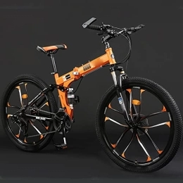 YXGLL Vélo de Montagne 24/26 Pouces Adulte Pliant Tout-Terrain 24/27 Vitesse Variable mâle et Femelle étudiant vélo (Orange 24)