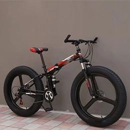 YXGLL Vélos pliant YXGLL Vélo de Neige Adulte Pliant de 26 Pouces pneus Ultra-Larges 4.0 vélo de Route de Plage Tout-Terrain de Montagne à Vitesse Variable (Red 30)
