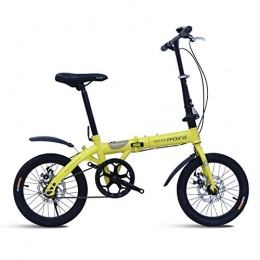 ZDY Folding Vélo Pliable, Vélos Pliants, Compact Vélo Urbain Migration Quotidienne, 7 Vitesse Vélo Pliable Coupe Classique for Hommes Femmes, 20po Suspension Vélo Pliant (Color : Yellow, Size : 16in)