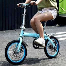ZHEDYI vélo ZHEDYI 16po / 20po Vélos Pliant Vélo for Les Étudiants, VTT, Vélo Pliant Portable Simple Vitesse, Vélo De Vélos for Femmes for Voyage Et Travail, Déplacements Urbains (Color : Blue, Size : 16inch)
