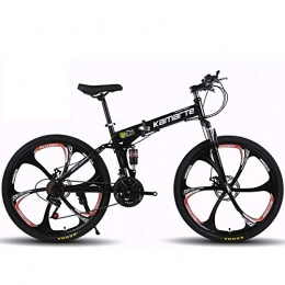 ZRZJBX vélo ZRZJBX Vélo Unisexe Complet Antichoc Cadre Vélo De Route Pliant VTT Vélos Avant Et Arrière Vélo De Frein à Disque Mécanique, 24”Black-21speed
