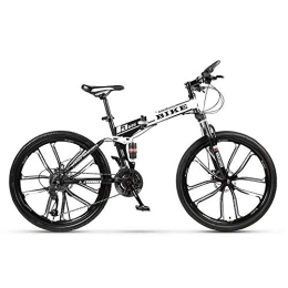 ZXM vélo ZXM Vélo de Montagne Pliable 24 / 26 Pouces, vélo VTT avec 10 Roues de Coupe, Blanc