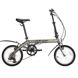ZXQZ Vélos pliant ZXQZ Vélo Pliant, Vélo D'étudiant Ultra-léger Portable de 16 Pouces avec Panier, Cadre en Acier À Haute Teneur en Carbone, 6 Vitesses (Color : Grey)