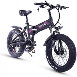 PLYY vélo 20 Pouces Fat Tire, 36v 350w Moteur, Pliable Vlo, Vlo lectrique, Portable Batterie Au Lithium Shimano 7 Vitesse Frein Disque Hydraulique (Color : Purple, Size : 36V10AH350W)