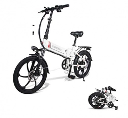 CCDYLQ vélo 20 Pouces Pliable E-Bike 350W brushless, Batterie au Lithium-ION, vélo électrique, 7 Vitesses Maj Cadre en Aluminium E-City Bike pour Voyage Casual extérieure, Blanc