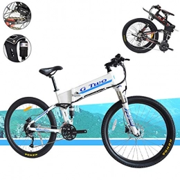 CHXIAN vélo 26" E-Bike VTT Pliant, Vlo de Montagne Electrique avec Moteur sans Balai de 350 W Batterie au Lithium 48V9Ah Systme de Transmission Shimano 7 Vitesses (Color : White)