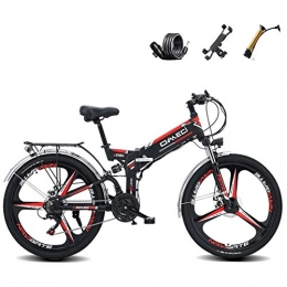 CHXIAN vélo 26 Pouces Vlo lectrique Pliant, 21 Vitesses VTT Electrique Equip d'une Batterie au Lithium Amovible 48V10Ah s'adapter Diverses Routes Confort de Conduite (Color : Black)