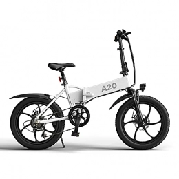 ADO vélo ADO A20 Vélo électrique pour adultes, 20 pouces, 7 vitesses, moteur Hall Brushless Gear DC (blanc)