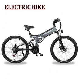 Logo Vélos électriques Adulte lectrique Pliant Vlos en Aluminium de Ebike 48V 350W 10AH Batterie au Lithium Double Disque de Freins Trois quitation Modes avec LED Bike Light (Color : Gray, Size : 12.8AH-614WH)