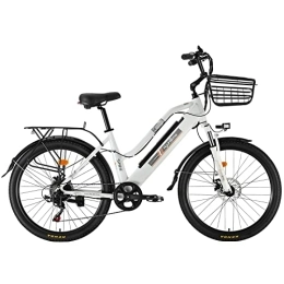 AKEZ  AKEZ Vélo électrique pour adultes et femmes, vélo électrique pour adultes vélo de montagne électrique de 26'' pour femme avec batterie lithium-ion et femme avec double frein à disque (blanc)