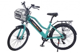 AKEZ vélo Akez Vélo électrique puissant avec moteur 350 W - Batterie au lithium amovible 36 V / 13 Ah - pour femme, Femme, Vert