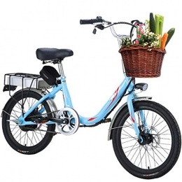 AYHa vélo AYHa Adulte Lady vélo électrique, 20 pouces Mini vélo électrique 7 Vitesse de transmission Gears 48V 8 / 10Ah Batterie Commute Ebike avec siège arrière double Freins à disque, Bleu, 10A
