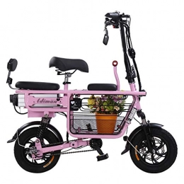 MSM Vélos électriques Batterie Au Lithium Mini Vélo électrique, Maman's Utilitaire VTT Pliant Scooter, Pliage Trois Sièges E-Bike pour Parent Et Enfants Rose 350w 48v 11ah