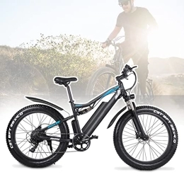 BiiKoon Vélos électriques BiiKoon 26'' Fat Tire Vélos Électriques Vélo Électrique avec Batterie Li-ION Amovible 48V 17Ah Snow Beach Mountain e Bike Ebikes for Adultes 7 Vitesses (Color : Black)