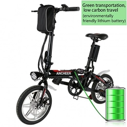 clisto Vélos électriques Bike VTT électronique, 14 "Folding électrique Pedelec E-Bike 36 V 250 W Batterie lithium-ion E de VTT Vélo de unisexe antichoc City Bike Vélo (Noir)