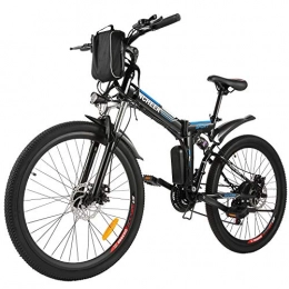 BIKFUN Vélos électriques BIKFUN Vélo de Montagne Pliable pour vélo électrique, 26 / 20 pneus Vélo électrique pour vélo Ebike 250 W, Batterie au Lithium 36V 8Ah, Suspension Complète Premium, 21 / 7 Vitesses (26 Aventure Noir)