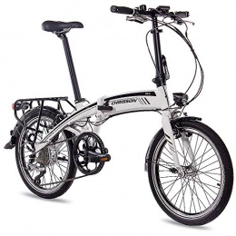 CHRISSON vélo CHRISSON Vélo de ville pliable EF1 - 20 pouces - Blanc - Vélo électrique pliable avec moteur à moyeu Bafang 250 W, 36 V et 30 Nm - Vélo pliant électrique pratique - Parfait pour la ville