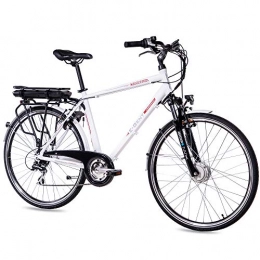 CHRISSON vélo CHRISSON Vélo électrique 28" pour homme - E-ent blanc avec dérailleur à 8 vitesses Acera - Pedelec pour homme avec moteur avant Ananda 250 W, 36 V.