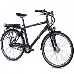 CHRISSON Vélos électriques CHRISSON Vélo électrique 28" pour homme - E-ent noir avec moyeu Shimano Nexus 7 vitesses - Pedelec pour homme avec moteur avant Ananda 250 W, 36 V.