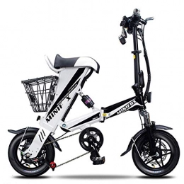 CJCJ-LOVE vélo CJCJ-LOVE Vélos Électriques Pliants, 12 Pouces 36V 350W Batterie Au Lithium Pliable E-Bike Mini Scooter Portable, Blanc, 50 km