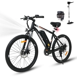 COLORWAY vélo COLORWAY Vélo électrique pour Adultes, vélo de Montagne 26'', EBike avec Batterie Amovible 36V 15Ah, écran LCD, Frein à Disque Double ebike BK15 Noir / Orange