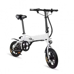 Asdflinabike Vélos électriques Cyclomoteur Vélo électrique 6V 250W 10.4Ah 14 pouces pliant VTT 25 kmh Max 60KM Kilométrage vélo électrique avec des pédales d'alimentation Assist ( Couleur : Blanc , Taille : 130x40x110cm )