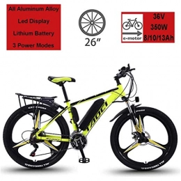 CYQAQ vélo CYQAQ Vélos électriques pour Adultes, vélos électriques en Alliage de magnésium, vélos Tout Terrain, 26"36V 350W 13Ah Batterie Lithium-ION Amovible Mountain Ebike pour Hommes, Jaune, 13Ah80KM