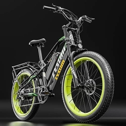 cysum Vélos électriques cysum 900 Pro vélo électrique VTT électrique pour Homme Adulte Femme 26 '' Gros Pneu ebike 48v 17ah Batterie au Lithium Suspension Totale vélo électrique (Vert)