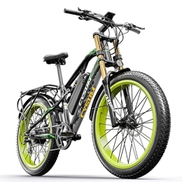 cysum vélo Cysum CM900 Plus Velo Electrique Homme, 26 Pouces Fat Bike Electrique, VTT Electrique Adulte, 48v 17ah Amovible LI-Batterie, Tout Terrain Plage Mountain Ebike, Shimano 9 Vitesses (Vert)