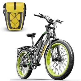 cysum Vélos électriques cysum CM900 Pro vélo électrique VTT électrique pour Adulte Homme Femme 26 Pouces Fat ebike, Batterie 48v 17ah Frein à Disque hydraulique, vélo électrique Shimano 9 Vitesses (Vert)