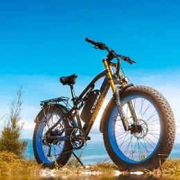 cysum vélo CYSUM CM900 Velo électrique, 26'' VTT élelctrique pour Homme Adulte Femme, 48V / 17 Ah Batterie Fat Tire Mountain E-Bike (Bleu Plus)