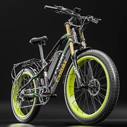 cysum vélo CYSUM Vélo électrique 26 * 4.0 Fat Tire Ebike 48V 17AH Batterie au Lithium Double Suspension Shimano 9 Vitesses Frein hydraulique Mens Womans VTT électrique (Black Green)