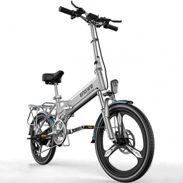 DLC vélo DLC Vélo Électrique Pliant 20 Pouces Vélo Électrique Pliable de Banlieue Léger Ebike Avec Port de Charge Usb de Batterie Au Lithium Amovible 48V Pour Adulte, Noir-40To80Km, Blanc