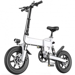DREAMyun Vélos électriques DREAMyun Vélo électrique léger 250W électrique Pliable d'assistance à la pédale avec Batterie 7.8Ah, 14" 16" Pouces, Jusqu'à 25km / h, pour Adolescent et Adultes, Blanc, 14" / 5.2AH