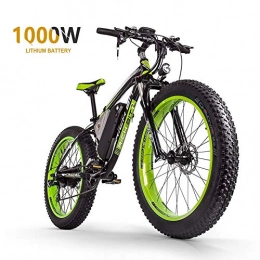 Dwm Vélos électriques Dwm Vélo de Montagne Électrique 26 '' 4.0 Gros Pneu e-Bike VTT avec Batterie Lithium-ION à Grande Capacité (48V16AH 1000W) Velo Électrique 21 Vitesses Suspension Complète, Black+Green