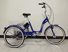 E-Scout Vélos électriques E-Scout Tricycle électrique, Cadre Repliable, Moteur 250w, Assistance par pédale, Cadre en Alliage, Trike électrique (Bleu)